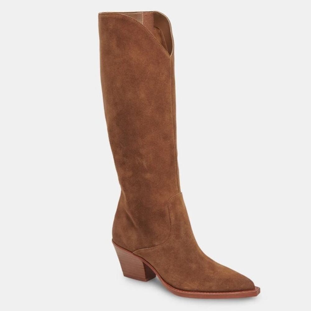 New Dolce Vita brown suede RAJ western wide calf tall knee high boot 6.5